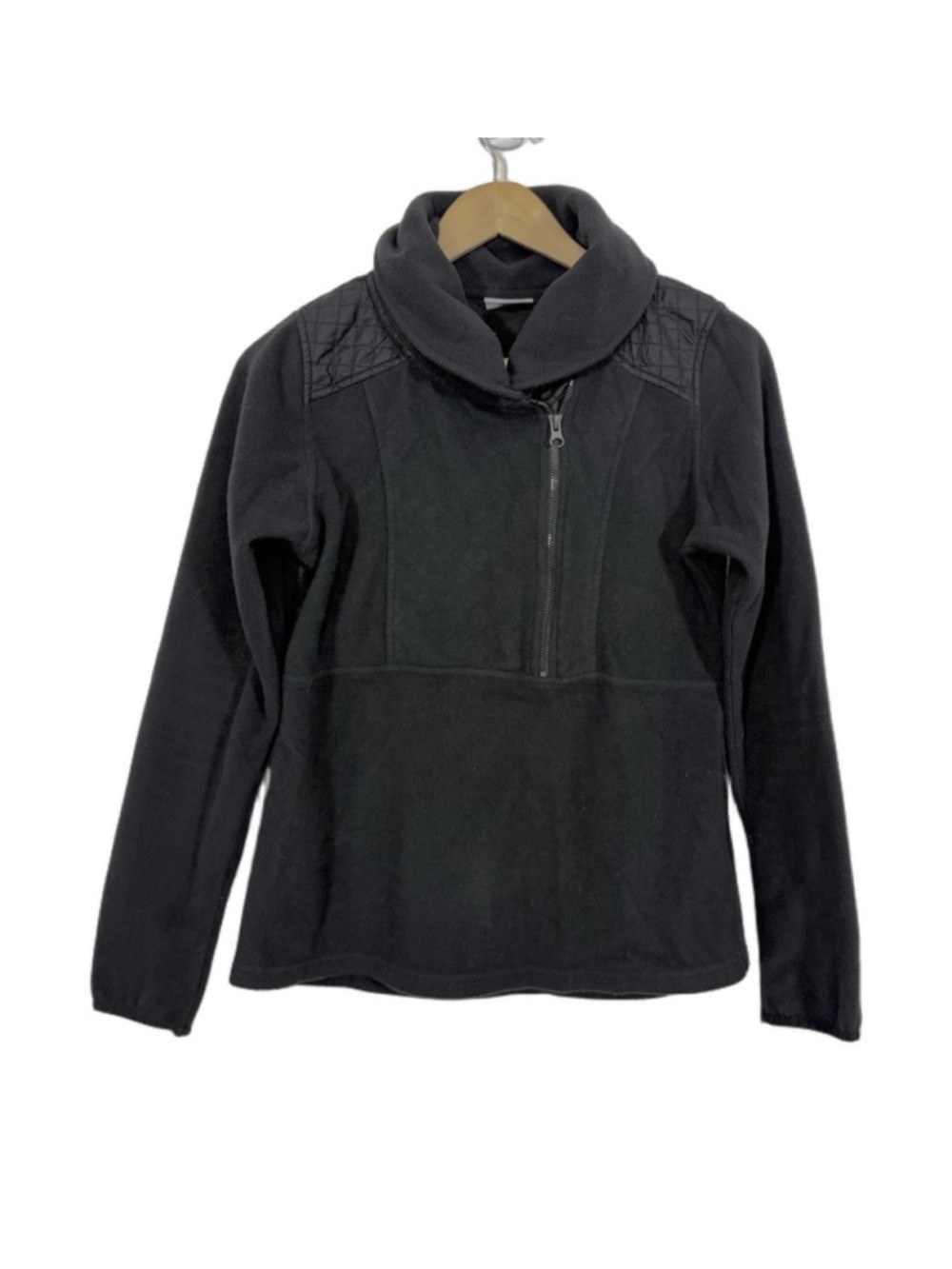 Columbia Fleece Pullover 1/4 Zip Jacket Women’s Small Black Outdoor Cozy Stretch